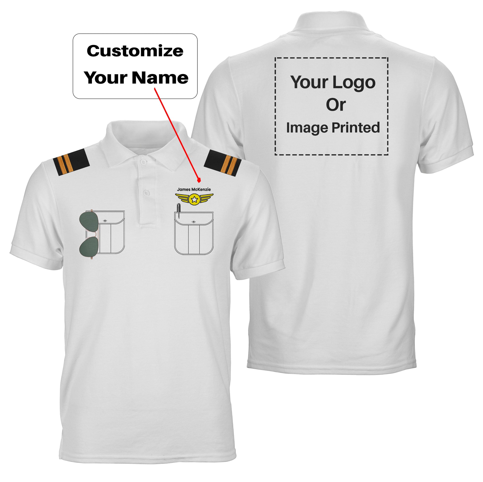 Customizable Pilot Uniform + LOGO Designed 3D Polo T-Shirts