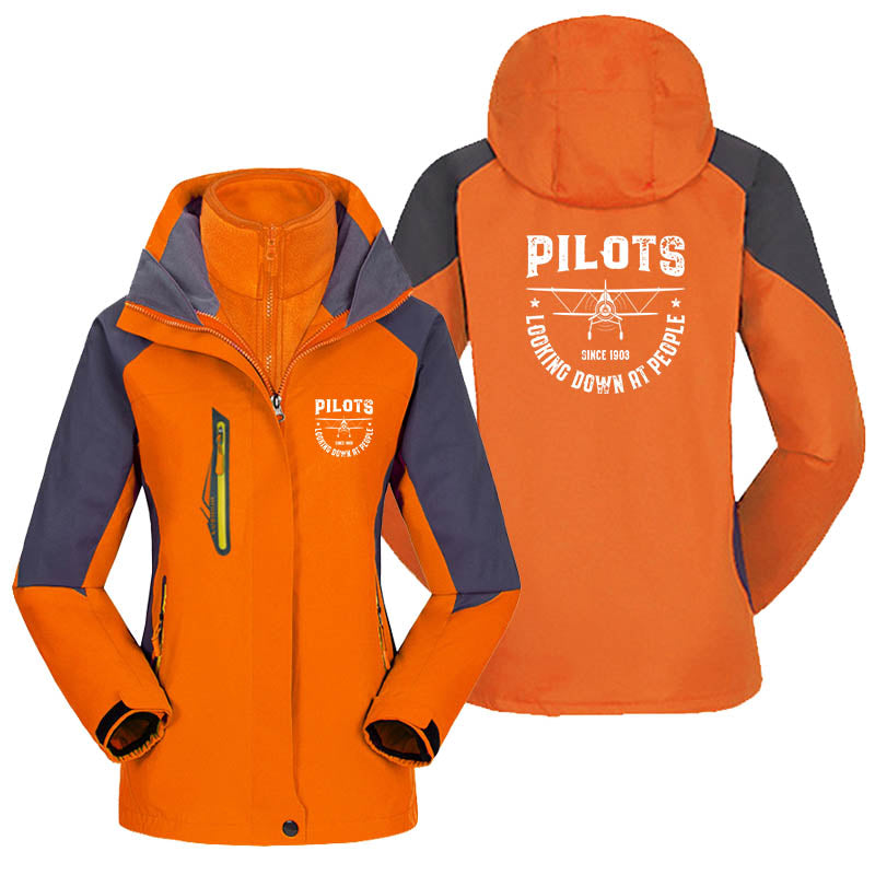 Pilots Looking Down at People Since 1903 Designed Thick "WOMEN" Skiing Jackets