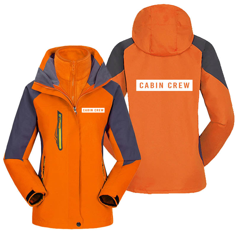Cabin Crew Text Designed Thick "WOMEN" Skiing Jackets