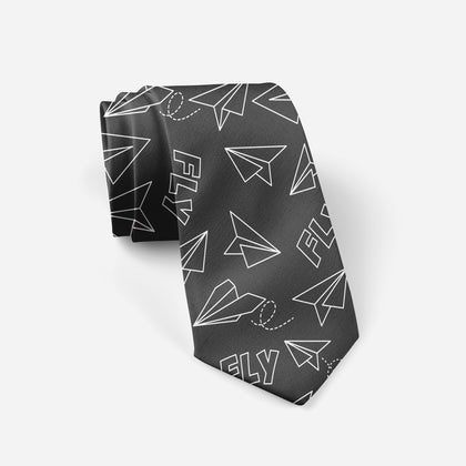 Paper Airplane & Fly (Gray) Designed Ties