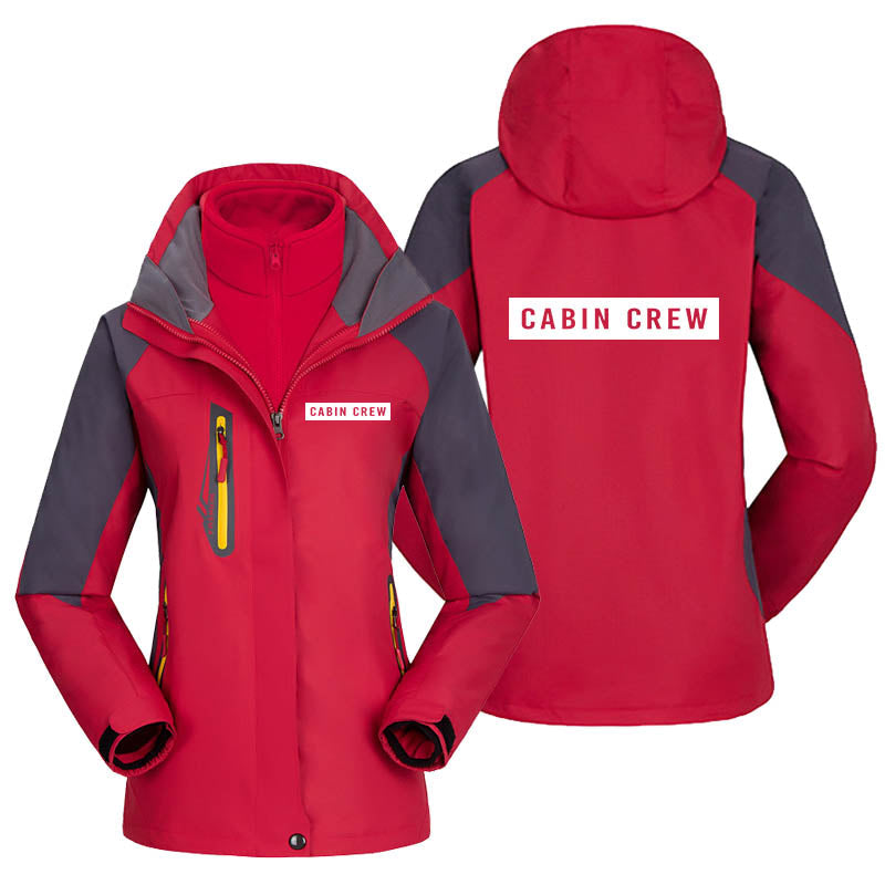 Cabin Crew Text Designed Thick "WOMEN" Skiing Jackets