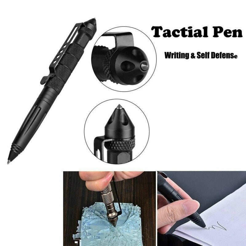 Outdoor Portable Anti-skid Glass Breaker Tactical Pen Multipurpose Aviation Aluminum Anti-skid Portable Self Defense Pen Tool