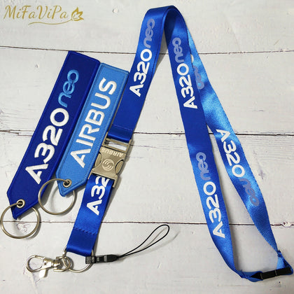 MiFaViPa 3 PCS Blue A320 Neo Lanyards Keychain Fashion Trinket Flight Crew Aviation Aircraft Gift Key Chain AIRBUS Sleutelhanger