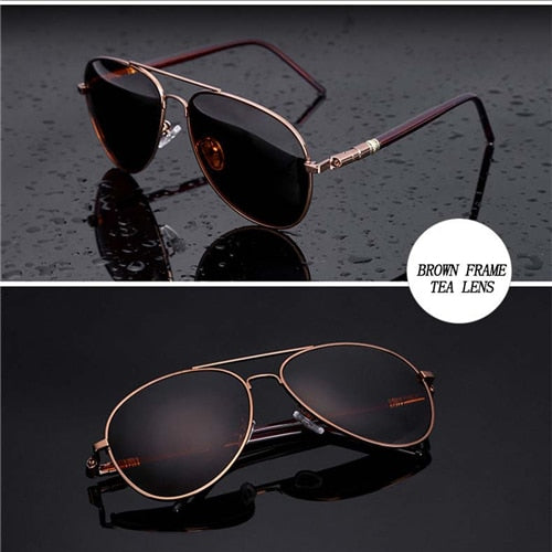 Aviation Metail Frame Quality Oversized Spring Leg Alloy Men Sunglasses Polarized Brand Design Pilot Male Sun Glasses Driving