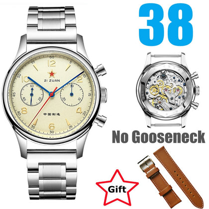 RED STAR 38mm Men's Chronograph Mechanical Watches Pilot Seagull ST19 Movement Men Air Force Aviation 1963 Chronograph Clock 40