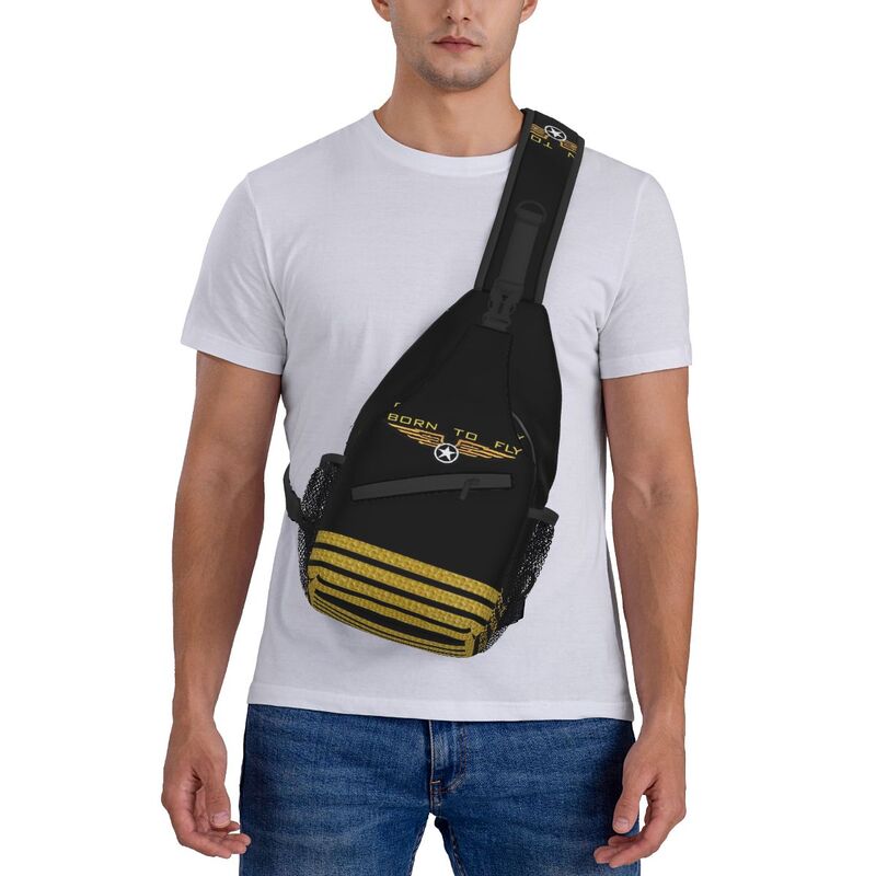 Born To Fly Flight Pilot Sling Chest Bag Flying Aviation Aviator Crossbody Shoulder Backpack for Men Traveling Daypack