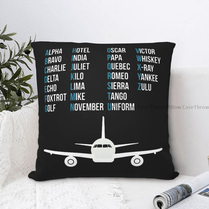 Phonetic Alphabet Shirt Airplane Pilot Gift Aviation Lover Throw Pillow Case Backpack Cojines Covers  Breathable Sofa Decor