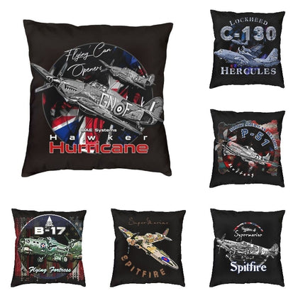 Hawker Hurricane Warplane Throw Pillow Case Home Decor Plane Aviation Aviator Airplane Cushion Cover Pillowcover for Sofa