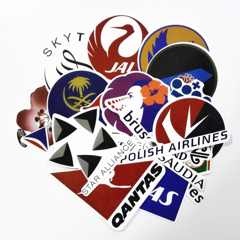 52 Piece/Lot New Style Airline Logo Aviation Travel Trip For Suitcase Laptop Trunk Luggage Decal Fashion DIY Waterproof Stickers