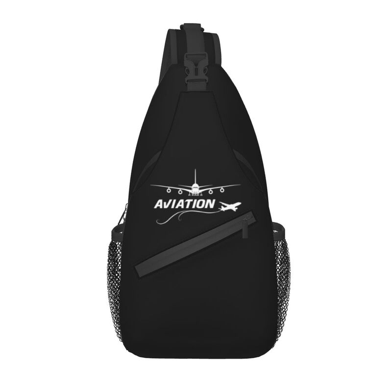 Aviation Lover Sling Chest Bag Custom Airplane Pilot Aviator Air Fighter Shoulder Crossbody Backpack for Men Traveling Daypack