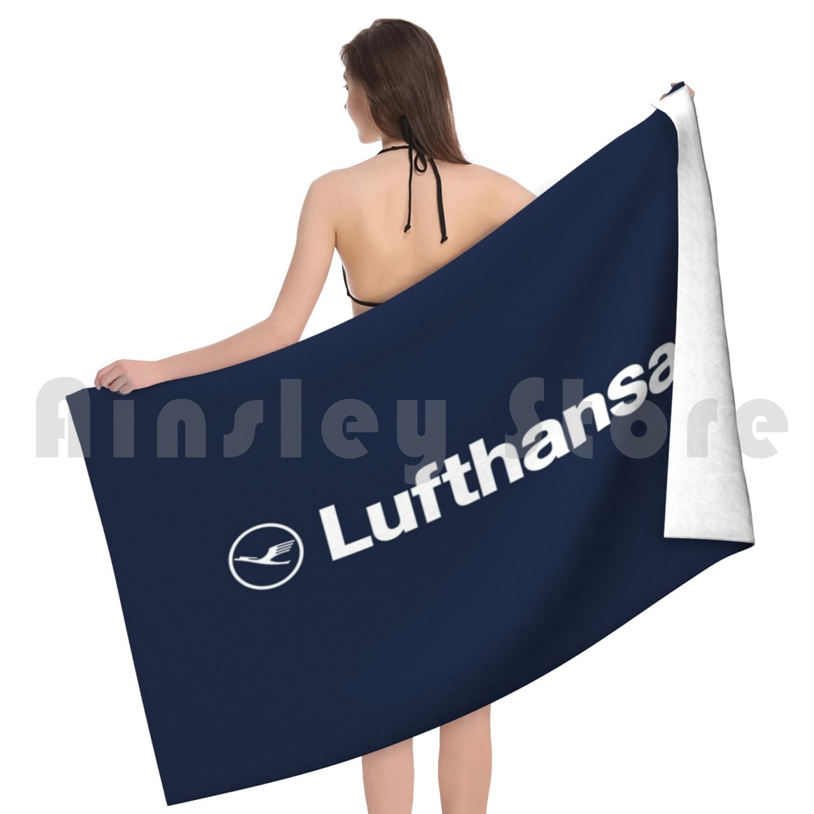 Lufthansa Bath Towel Beach Cushion Lufthansa Aviation Jet Plane Pilot Captain Stripes Airways Boeing Airbus