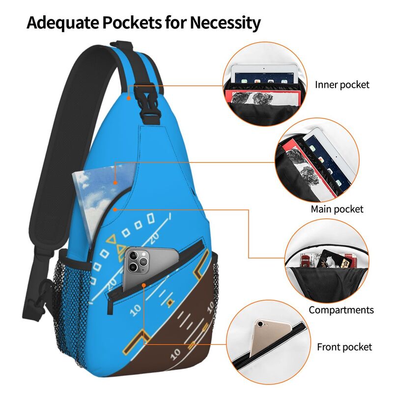 Cool Attitude Indicator Sling Crossbody Backpack Men Flight Pilot Airplane Aviation Aviator Shoulder Chest Bag for Hiking