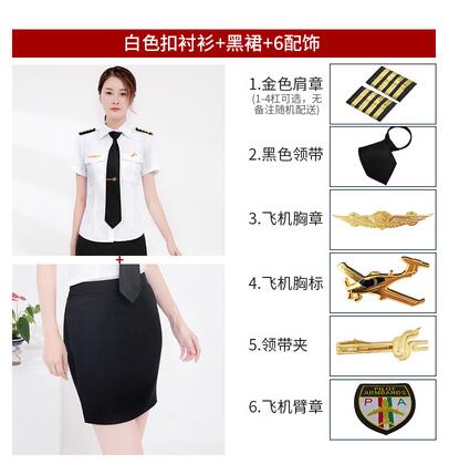 Aviation Professional Wear Women Shirt White Blouse Summer Pilot Uniform Work