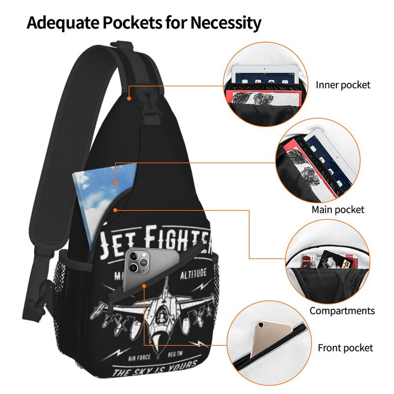 Jet Fighter Crossbody Sling Backpack Men Custom Air Force Pilot Aviation Aviator Shoulder Chest Bag for Traveling Daypack