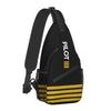 Pilot Captain Stripes Sling Crossbody Chest Bag Men Casual Aviation Airplane Aviator Shoulder Backpack for Travel Cycling