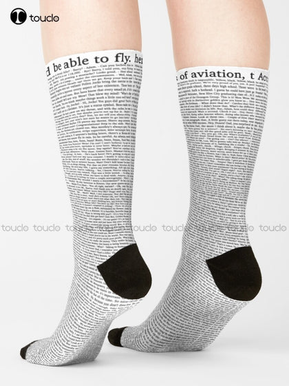 Bee Movie Script On A Paragraph Design According To All Known Laws Of Aviation Socks Halloween Socks Men Street Skateboard Socks