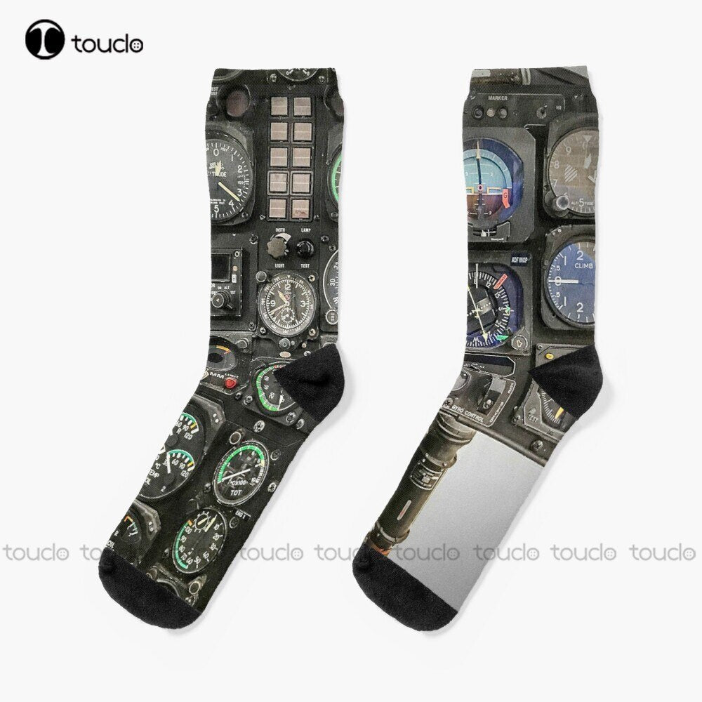 Aviation Helicopter Cockpit Instrument Socks Sock Boots Fashion Creative Leisure Funny Harajuku Art Abstract Oil Painting Socks