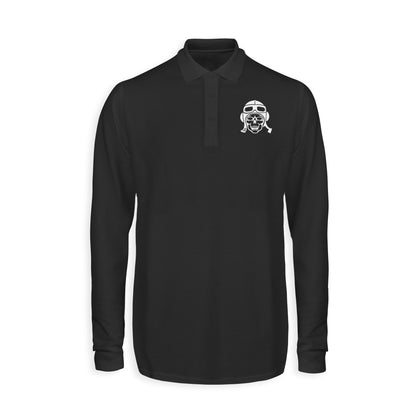 Skeleton Pilot Designed Long Sleeve Polo T-Shirts