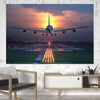Super Boeing 747 Landing During Sunset Printed Canvas Posters (1 Piece)