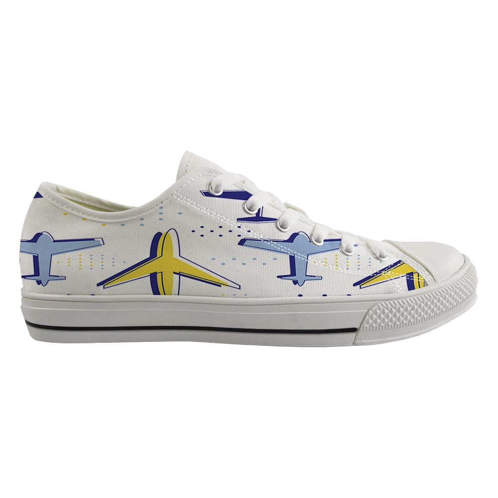 Very Colourful Airplanes Designed Canvas Shoes (Men)