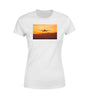 Landing Aircraft During Sunset Designed Women T-Shirts