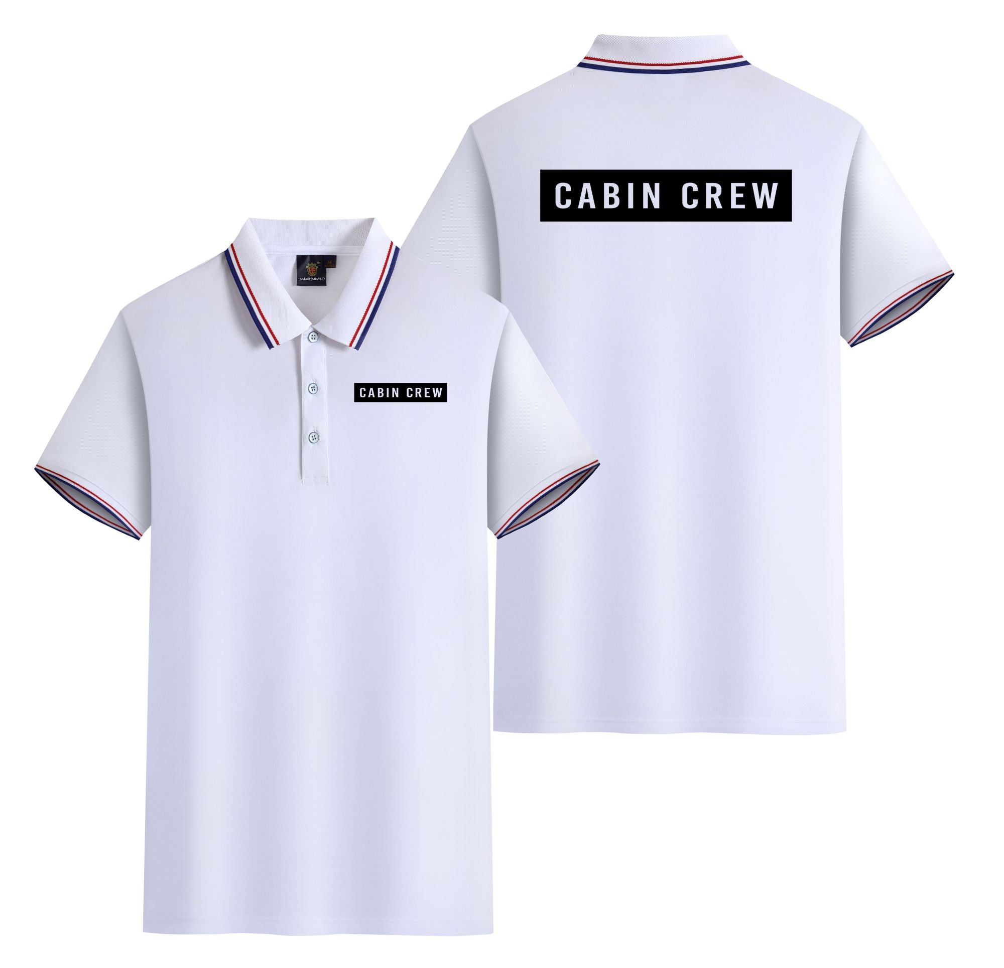 Cabin Crew Text Designed Stylish Polo T-Shirts (Double-Side)