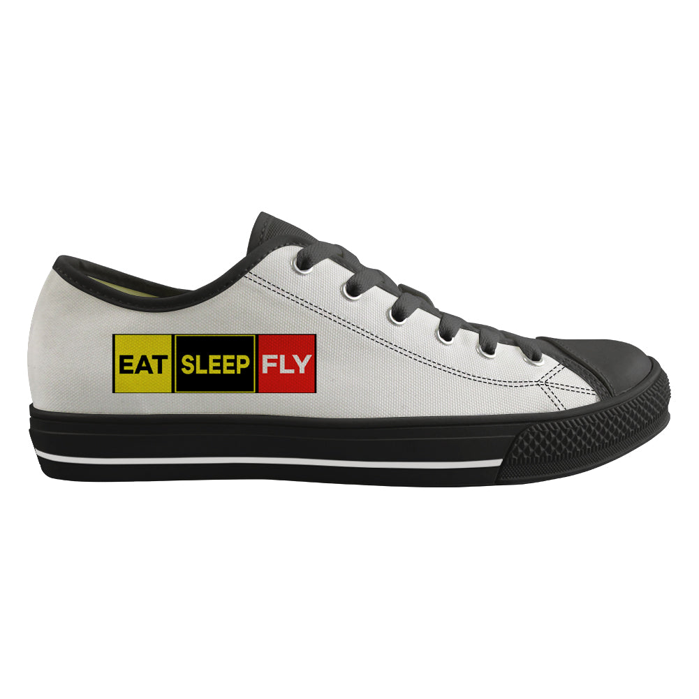 Eat Sleep Fly (Colourful) Designed Canvas Shoes (Men)
