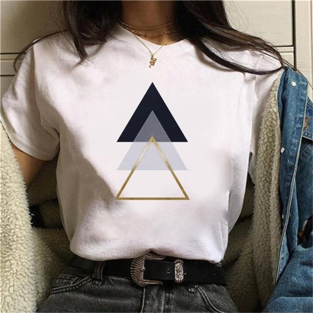 Beautiful Geometry Printed T Shirt Women