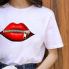 Fashion Shirt Lips Leopard Graphic T-Shirt